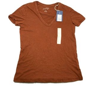 Universal Thread Women's Relaxed Fit Short Sleeve V-Neck T-Shirt - Brown XS